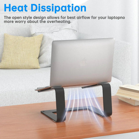 Silver laptop on Built To Last Durable Metal Laptop Stand For Desk 10 To 16 Inch Laptops Portable Riser With Adjustable Height
