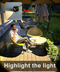 Man sitting on patio at night with 3 Pack 6500K White LED Camping Lanterns Rechargeable 1000 Lumen Each illuminating area