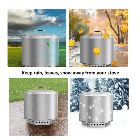 Stainless Steel Fire Pit Lid For Solo Stove Bonfire 19.5 Inch 304 Stainless Steel With Hot Safe Handle Weatherproof Cover Replacement