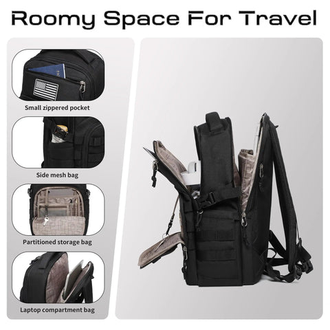 Durable Military Style Tactical Backpack For Men 30L 20 Inch Assault Pack In Black With MOLLE System featuring compartments