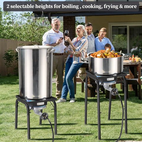 Beast 200000 BTU Propane Burner Outdoor Stove with High Pressure Output and Adjustable Height used for backyard cooking