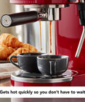 Empire Red Metal Semi Automatic Espresso Machine With Dual Smart Temperature Sensors And 58mm Commercial Grade Portafilter