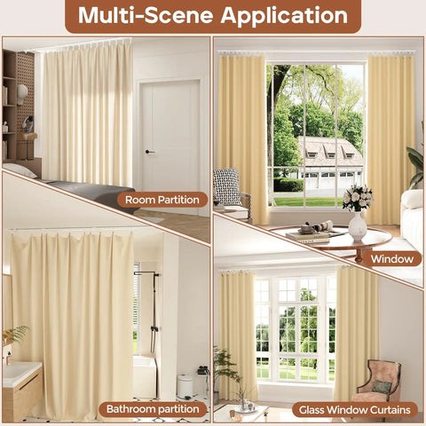 Heavy Duty Aluminum Curtain Track Set For Ceiling Or Wall Mount With Sliding Rail And Hooks, Adjustable 3ft To 9ft Length, built for room and window use