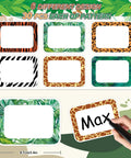 180 Pcs Animal Print Name Tag Stickers Self Adhesive Leopard Safari Labels For Back To School Classroom Desk 3.4 X 2.5 Inch