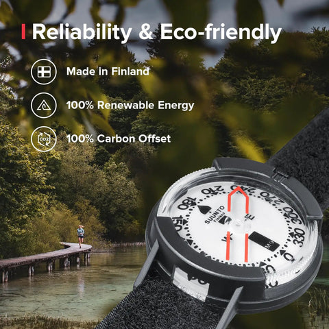 All Weather Wrist Compass With Velcro Strap For Easy Navigation From City Streets To Backcountry over scenic landscape background