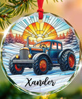 Custom Tractor Christmas Ornament 2026 With Personalized Name For Tractor Lovers, stained glass with tractor design, Xander