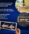 Roadster 2.5D Wooden Puzzle Kit With Movable Parts Frame For Wall Display And Hands On Adult Build Dope Classic Muscle Car Style