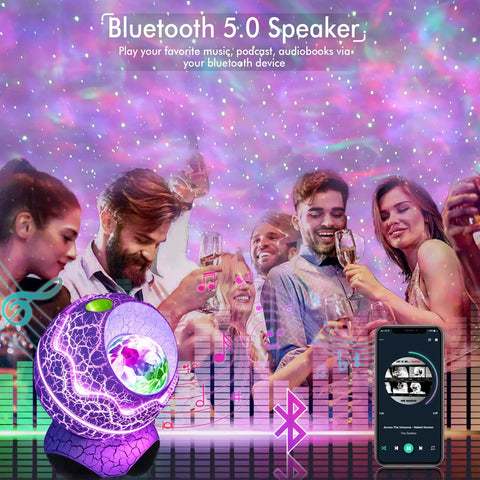 Star Projector Galaxy Night Light Dope Nebula Show With White Noise Music Player Bluetooth Speaker at a party with friends