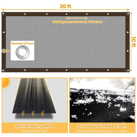 Ninety Percent Shade Cloth Ten By Twenty Feet Beat The Heat With This Heavy Duty Sun Block Mesh Tarp Featuring Reinforced Grommets