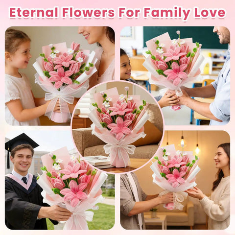 Eternal Flowers for Family Love made with All-Inclusive 600 Piece Pipe Cleaners Craft Kit With 6 Color Chenille Stems and accessories