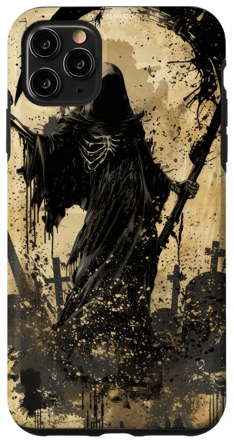 Dark Gothic Death Art Case For iPhone 11 Pro Max With Two Part Polycarbonate Shell And Shock Absorbent TPU Liner design