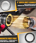 4 Inch Magnetic Dust Collection Starter Kit For Woodworking includes a quick duct connector and magnetic dust port with enhanced seal.
