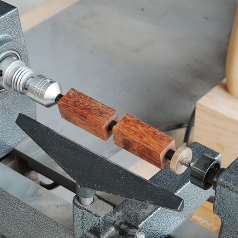 Pen Mandrel Simple Kit MT2 Morse Taper For Woodturning Lathe With Easy Setup 7mm Shaft Knurled Nut in use on wood lathe