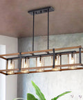 Lit Farmhouse Dining Room Chandelier Over Table For Kitchen Island Lighting Rectangle Rustic Modern Light Fixture Easy To Assemble