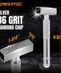 PowerTEC grinding wheel dresser set; two silver diamond-dresser tools (T-handle and square block), 36 grit.