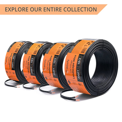 Coils of Low Voltage Landscape Wire 14/2 250 Ft Pure Copper 14 Gauge 2 Conductor Outdoor Direct Burial Cable for DIY