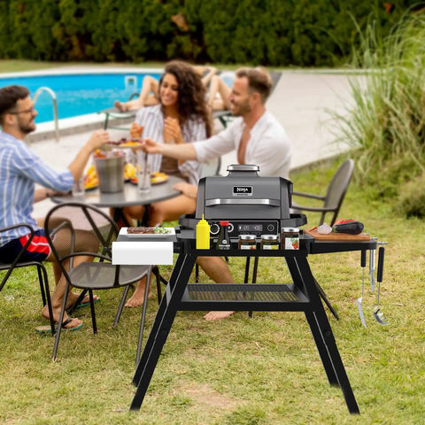 Adjustable Outdoor Grill Stand Built Tough for Woodfire OG700 OG800 OG900 OO101 Pizza Oven, All Weather Grill Cart, patio setup