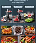 Heavy Duty Electric Meat Grinder With Sausage Stuffer Kit 3200W Peak 300W Rated Includes 3 Sausage Tubes 2 Blades 3 Plates