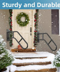 U Shaped Wall Mounted Outdoor Stair Handrail Built Dang Tough Anti Slip Stainless Steel Safety Rail No Sweat Weatherproofing Fits One To Three Steps Smooth Mobility Aid For Porch Patio Courtyard Seniors And Pregnant Mamas in wintry setting with snow.