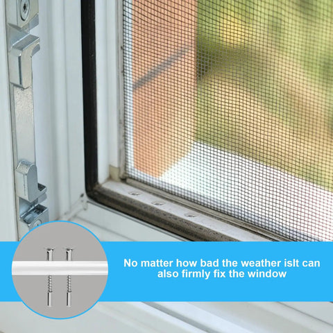 Tough As Nails 8 Pack Window Screen Plunger Latches In Solid Aluminum One Quarter By Two One Sixteenth Inch Retainer Pins securing mesh screen in window frame.