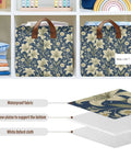 Game Changer Foldable Storage Bins For Shelves With Heavy Duty Steel Frame And Smooth Polyester Fabric Featuring Grab Handles Decorative Floral Organizers For Mess Free Home Organization, showing two bins with floral design.
