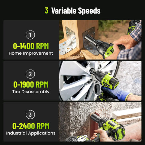 Heavy Duty Cordless One Half Inch Drive Impact Wrench With Brushless Motor 1600 Nm Torque 2400 RPM use in various tasks