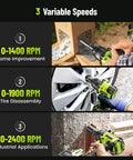 Variable speeds overview for Heavy Duty 1/2 Inch Cordless Brushless Impact Wrench Packing Beast Mode 1032 Ft Lbs Of Breakaway Torque.