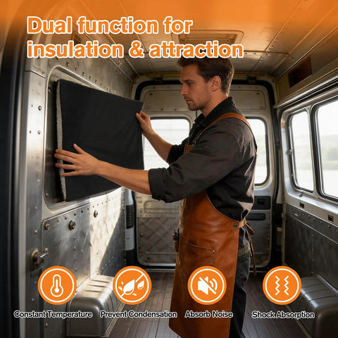 Premium Van Conversion Insulation Roll being installed in a van for sound deadening and thermal insulation, 16.5 X 315 inches.