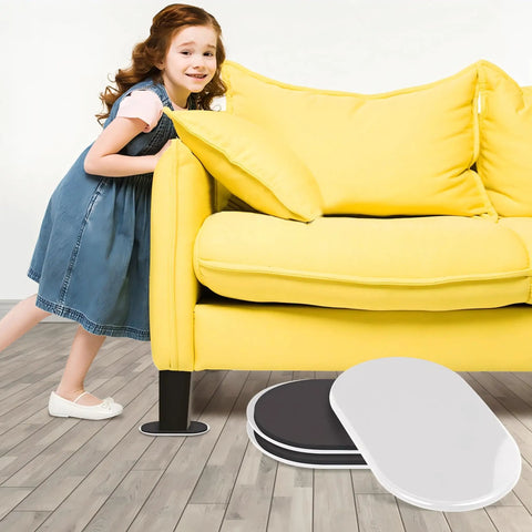 Heavy Duty Furniture Sliders 9.5 Inch Oval Moving Pads 8 Pack for Carpet and Hardwood Floors, Reusable Sofa Bed Table Desk Movers With EVA Foam Backing and PE Plastic Plate, Quick and Easy Furniture Shifts on Any Surface Beige