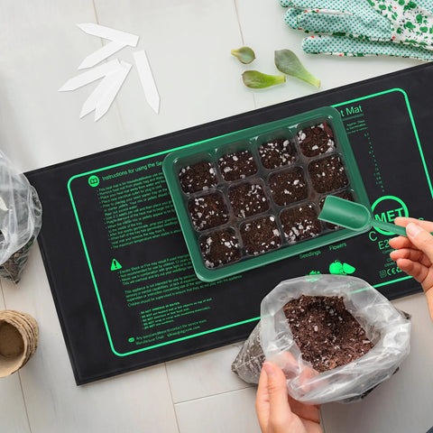 Six Pack Seed Starter Tray Kit With Grow Light And Seedling Heat Mat, 72 Cell Trays With Humidity Dome Base And USB Cable, Easy No Fuss Germination Propagation Kit For Home Gardeners