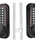 Mechanical Keyless Combination Latch Door Lock With Flat Spindle Double Sided Keypads For Gates Fences And Windows No Battery Or Power Needed Bump Key Proof Oil Rubbed Bronze Finish Not A Deadbolt