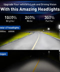 Comparison of road visibility with Hwstar x7 headlights versus halogen, illustrating brighter and wider beam for Pair Of 7 Inch Led Headlights With Hi Low Beams Plug And Play 10000 Lumens High 7000 Lumens Low Anti Glare Sealed Beam Dot Approved For Jeep Wrangler JK JKU TJ LJ Chevy Ford GMC Dodge Mazda Nissan VW And More.