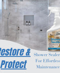 Penetrating Stone And Grout Sealer For Showers And Bathrooms Protects Marble Granite Travertine And Limestone And Grout From Water Soap Scum And Calcium Keeps Surfaces Looking Slick And Easy To Clean Works On Tile Ceramic Porcelain Grout 1 Quart bottle in bathroom setting