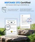 Certification documents for RV Inline Water Filter NSF Certified Reduces Chlorine Bad Taste And Odor With KDF And GAC Filtration 2 Pack.