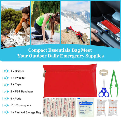 Roadside Car Emergency Kit With Jumper Cables Shovel First Aid Kit And Safety Tools All In One Auto Truck Vehicle Emergency Bag For Women Men Adults Ready For Any Breakdown Or Unexpected Auto Emergency with first aid supplies displayed
