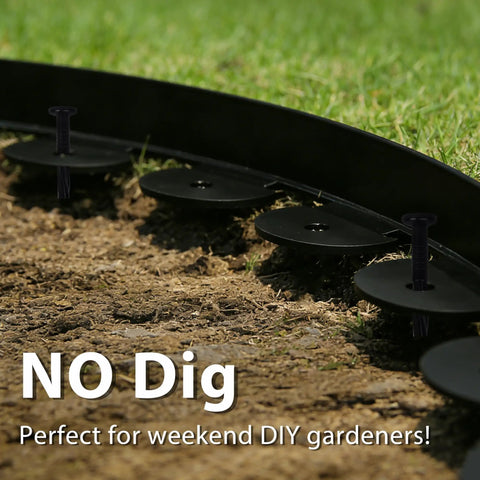 40 Ft Landscape Edging Border With 50 Anchoring Spikes 4 In Tall Plastic Garden Barrier for Lawn Flower Beds and Trees