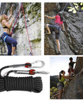 10mm Static Rock Climbing Rope 35ft With Carabiner For Outdoor Safety And Climbing Adventures, used by climbers