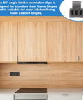 Wooden cabinets with 50 Piece 86 Degree Cabinet Hinge Restrictor Clips With Screwdriver, Hinge Stopper Limiter, image inset.