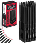 32-piece extra-long security bit set in S2 steel with 1/4in hex shank; Torx, PoziDrive, Spanner, Tri-Wing bits.