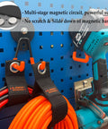 Heavy Duty Magnetic Garage Hooks 4 Pack Rubber Coated Magnets For Power Tools Garden Tools Hose Pegboard Indoor Outdoor Hanging Orange