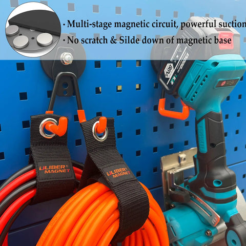 Heavy Duty Magnetic Garage Hooks 4 Pack Rubber Coated Magnets For Power Tools Garden Tools Hose Pegboard Indoor Outdoor Hanging Orange