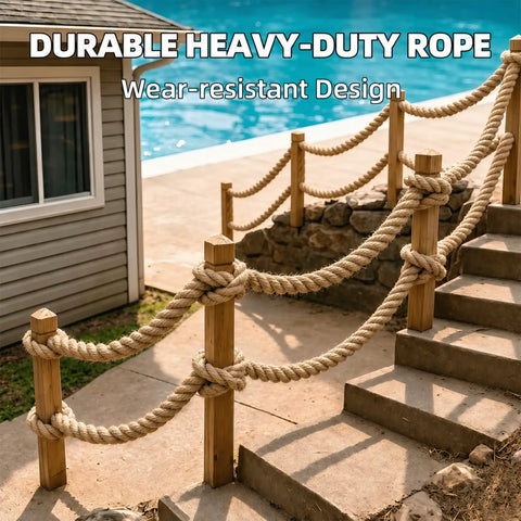 Beefy 3/4 Inch Manila Jute Rope 50 Ft Natural All Weather Heavy Duty Rope For Crafts And DIY Projects Nautical Decor Railings