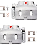 Two Pack Front Disc Brake Caliper Assembly With Bracket For Chevy Avalanche Silverado 1500 Suburban Tahoe Express GMC Sierra 1500 Yukon XL Cadillac Escalade ESV EXT shown with hardware accessories