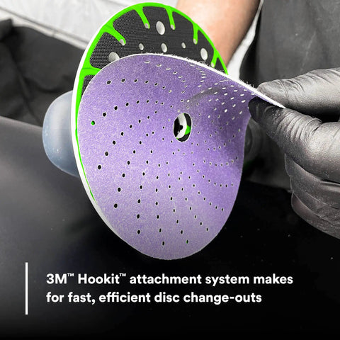 Pro Grade 6 Inch 800 Plus Grit Dust Extracting Sanding Discs Pack Of 50 With Multi Hole Pattern shown on sander in use