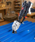 Sheet Metal Cutter Drill Attachment With 360 Degree Pivoting Head Sharp Blades Cuts 18 GA Galvanized Steel in workshop