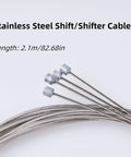 Universal 2100mm Bicycle Shifter Cable Kit with Stainless Steel Wire Tips and O Rings perfect for mountain and road bikes