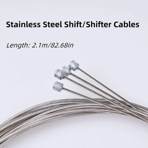 Universal 2100mm Bicycle Shifter Cable Kit with Stainless Steel Wire Tips and O Rings perfect for mountain and road bikes