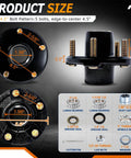 Solid Rig 2000 Lb 2 Pack Boat Trailer Hub Kit 5X4.5 Bolt Pattern sizes and specifications for heavy duty idler assembly.