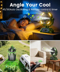 Portable Misting Fan With Four Mist Sprayers Rechargeable 9 Inch Oscillating Camp Fan USB Battery Power Bank 7L in use