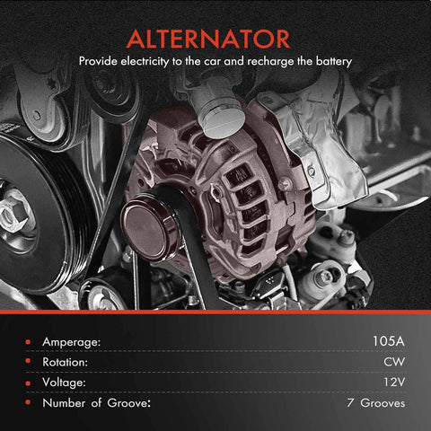 Drop-In 12V 105 Amp Clockwise Alternator For Honda Accord 2003-2007, Civic 2006-2011, CR-V 2007-2011, Element 2003-2011